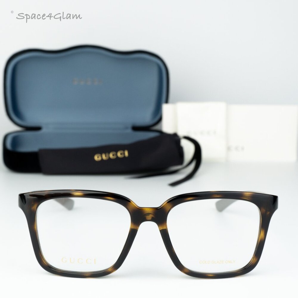 BRAND NEW Gucci GG1738O 002 Havana Grey Demo Unisex Square Eyeglasses GG 1738O